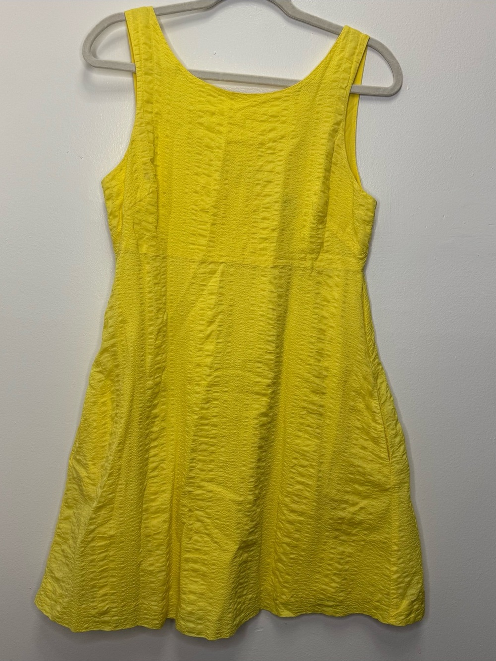 J Crew Sleeveless Yellow Cotton Sleeveless Fit and Flare Dress Size 6